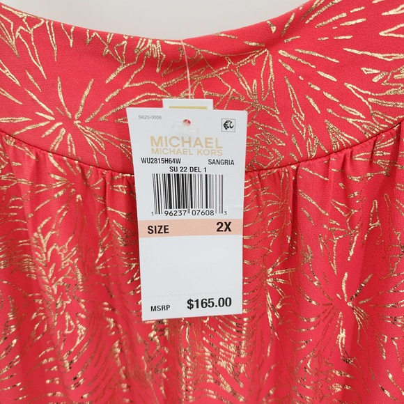 Michael Kors Sangria Maxi Dress Gold Chain Plus Size 2X NWT - Picture 3 of 9